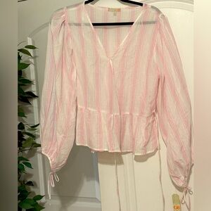 GB, Pink Striped Women's Top, Size: XL